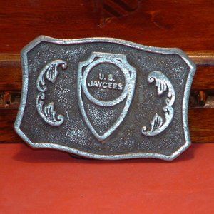 Vintage AA Fine Pewter US Jaycees Belt Buckle